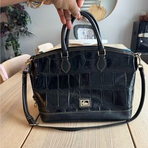 Dooney & Bourke Black Croc-Embossed Satchel